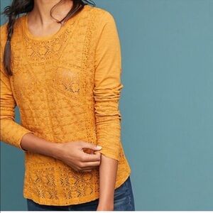 Anthropologie Eze Sur Mer Marigold Eyelet Lace Top Size S